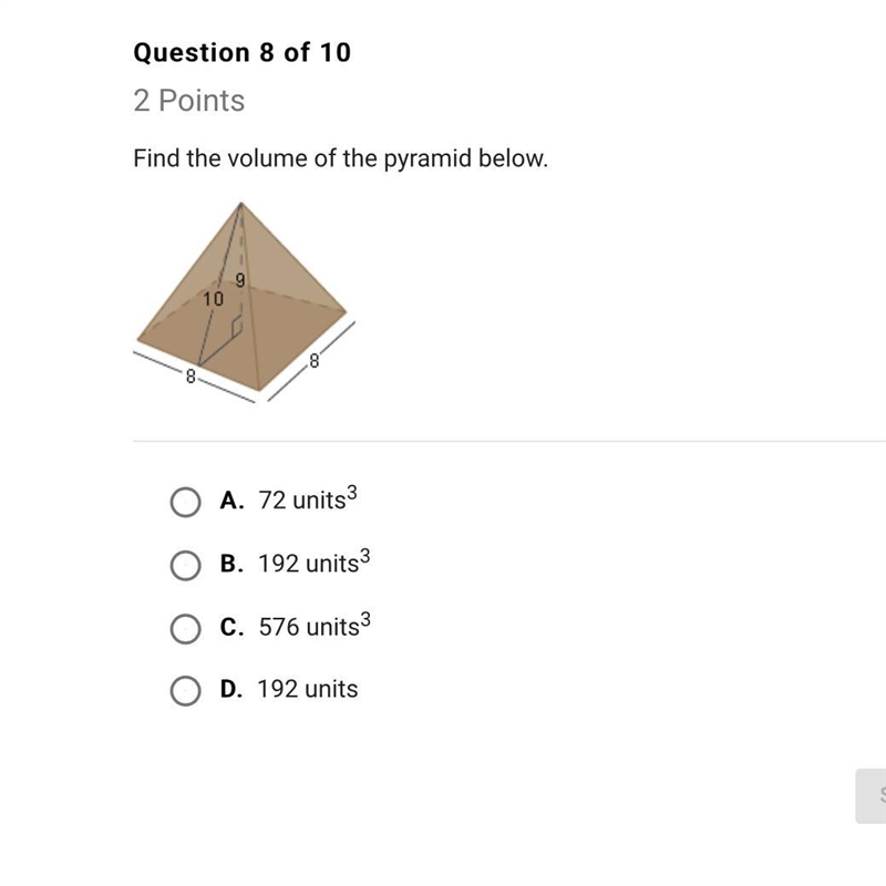 Find the volume of the pyramid below.-example-1