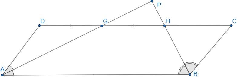 For the parallelogram ABCD the extensions of the angle bisectors AG and BH intersect-example-1