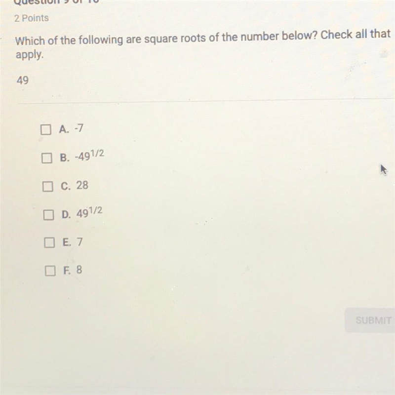 Which of the following are square roots of the number below? Check all that apply-example-1