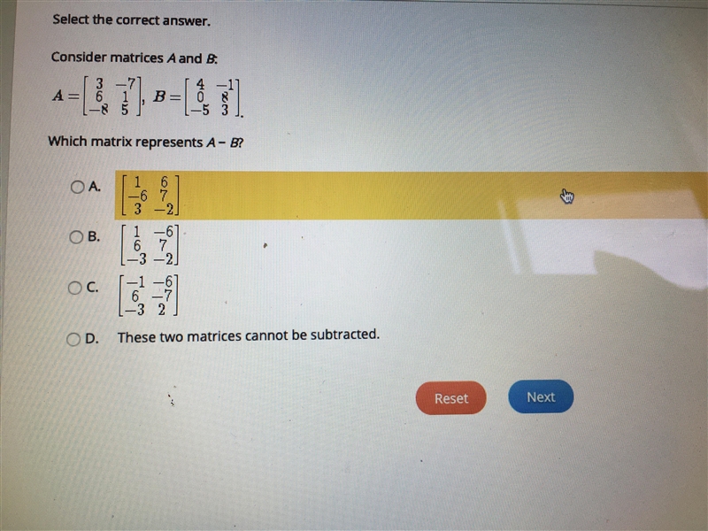 Which matrix represents A-B.-example-1