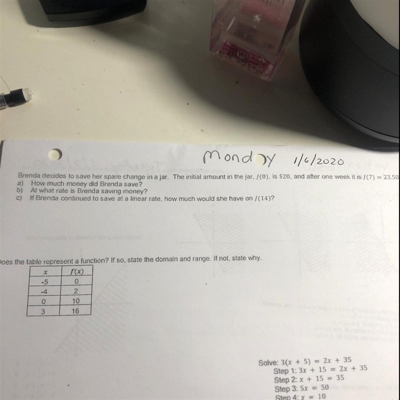 Pleaseeee helppp!!! Just the first question. 1.) Brenda decides to save her spare-example-1