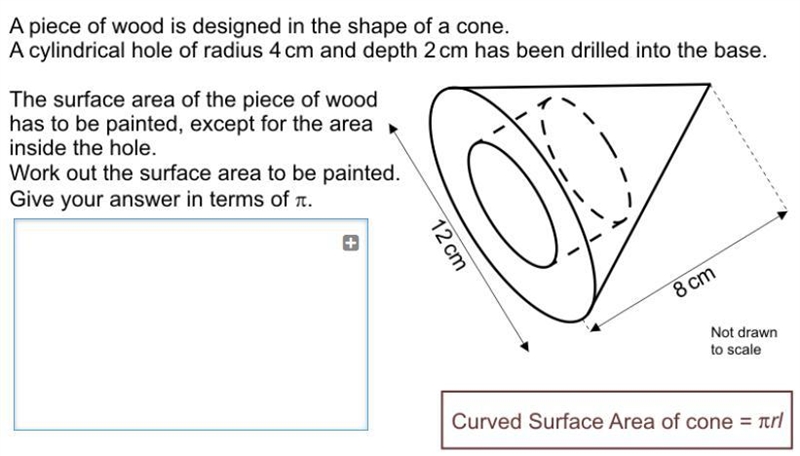 PLZ HELP A piece of wood is designed in the shape of a cone A cylindrical hole of-example-1