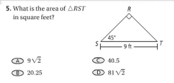 What is the area of RST in square feet?-example-1