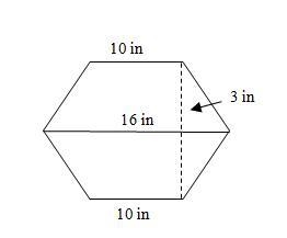 Find the area of the hexagon. A) 36 in2 B) 52 in2 C) 78 in2 D) 144 in2-example-1