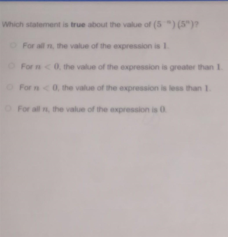 Which statement is true about the value of (5 ") (5")? Answer Choices: A-example-1