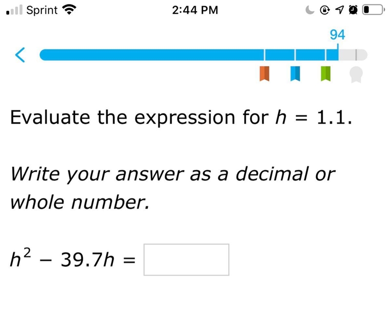 Evaluate the expression solve for h = 1.1 h to the second power - 39.7h-example-1