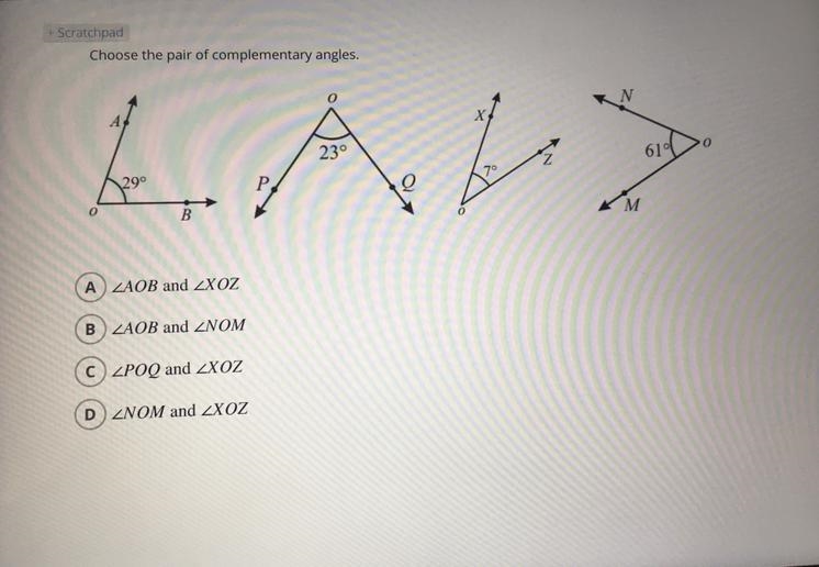 Choose the pair of complementary angles-example-1