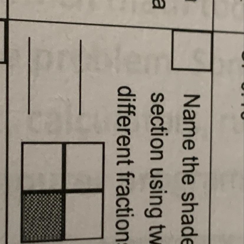 Name the shaded section using two different fractions.-example-1