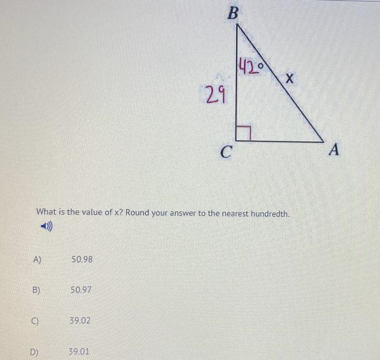 NEED HELP ASAP!! What is the value of x? Round your answer to the nearest hundredth-example-1