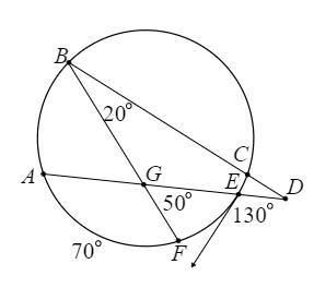 Identify the measure of arc AB. 1. arc AB = 70° 2. arc AB = 60° 3. arc AB = 80° 4. arc-example-1