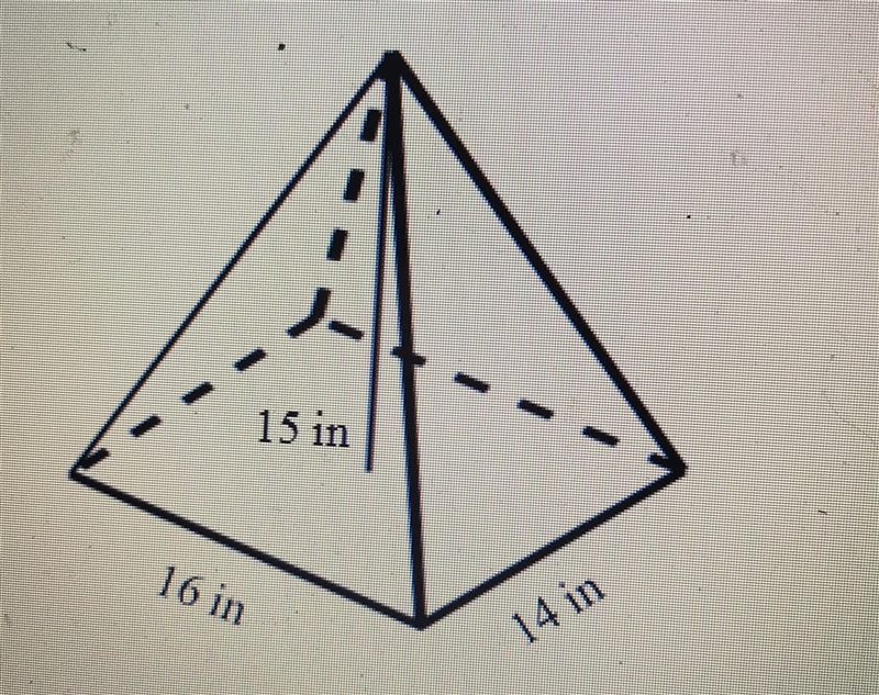 Find the volume of the pyramid. A. 1680 in^3 B. 560 in^3 C. 1120 in^3 D. 3360 in^3-example-1