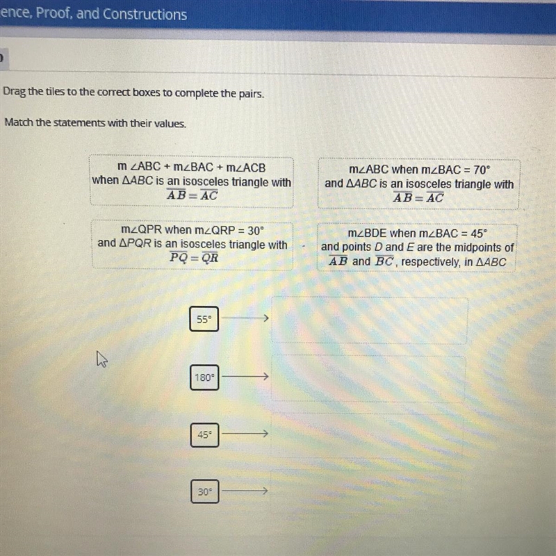 Match the statements with their values. *see photo for reference*-example-1