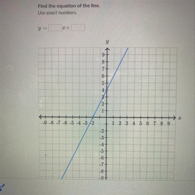 Find the equation of the line. Use exact numbers-example-1