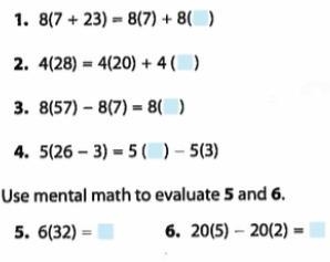 Please tell me the answers for these! (6th Grade - Distributive Property)-example-1