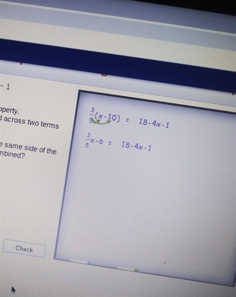 combine like terms are the same side of the equation which drug can be combined 3 / 5 x-example-1