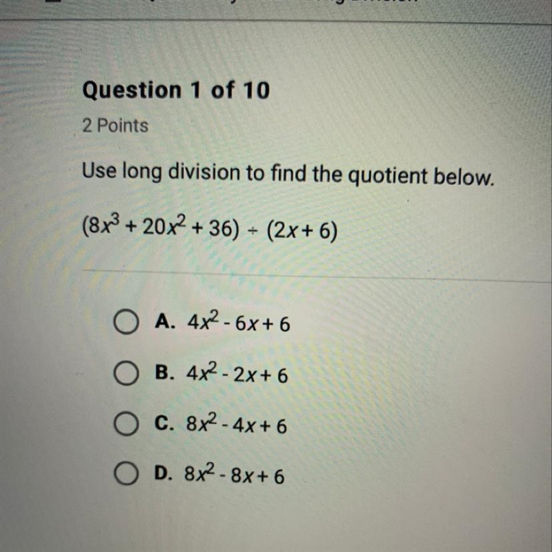 Use long division to find the quotient below-example-1