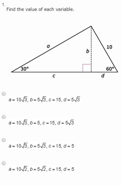 Find the value of each variable.-example-1