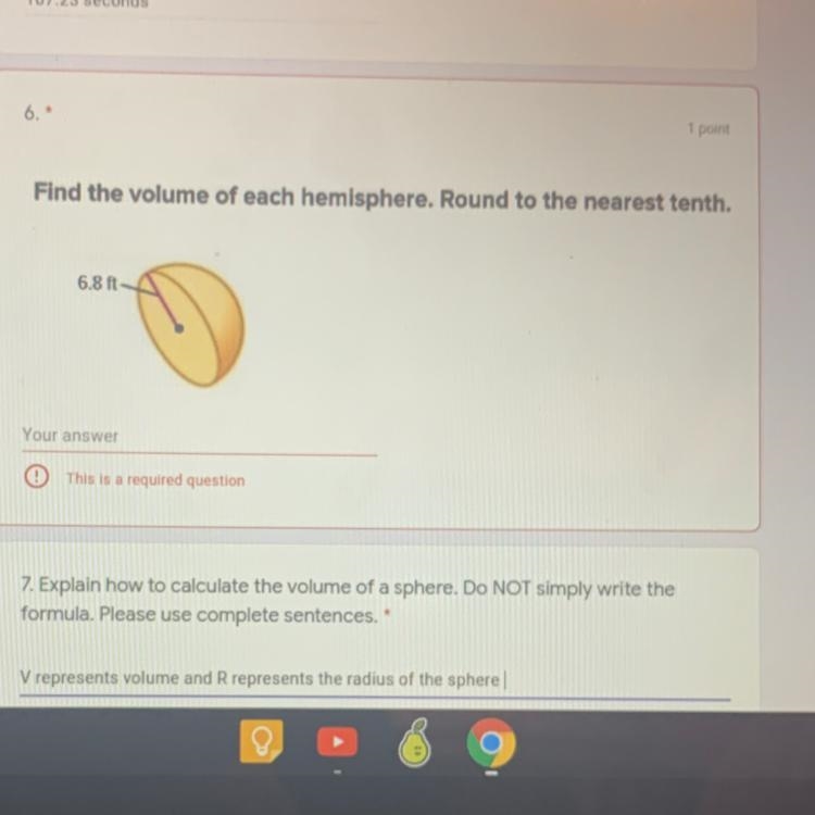 Find the volume of each hemisphere. Round to the nearest tenth. 6.8 ft-example-1