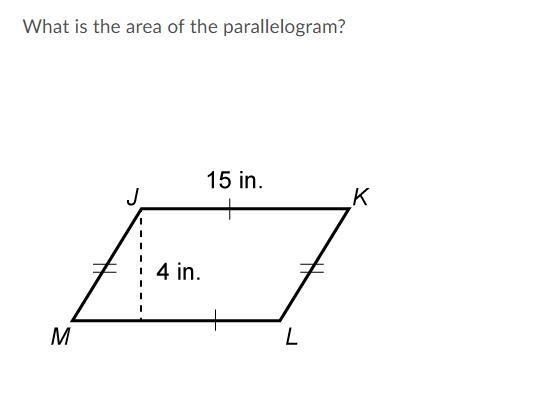 What is the area of the parallelogram A. 11in2 B. 22in2 C. 45in2 D. 60in2-example-1