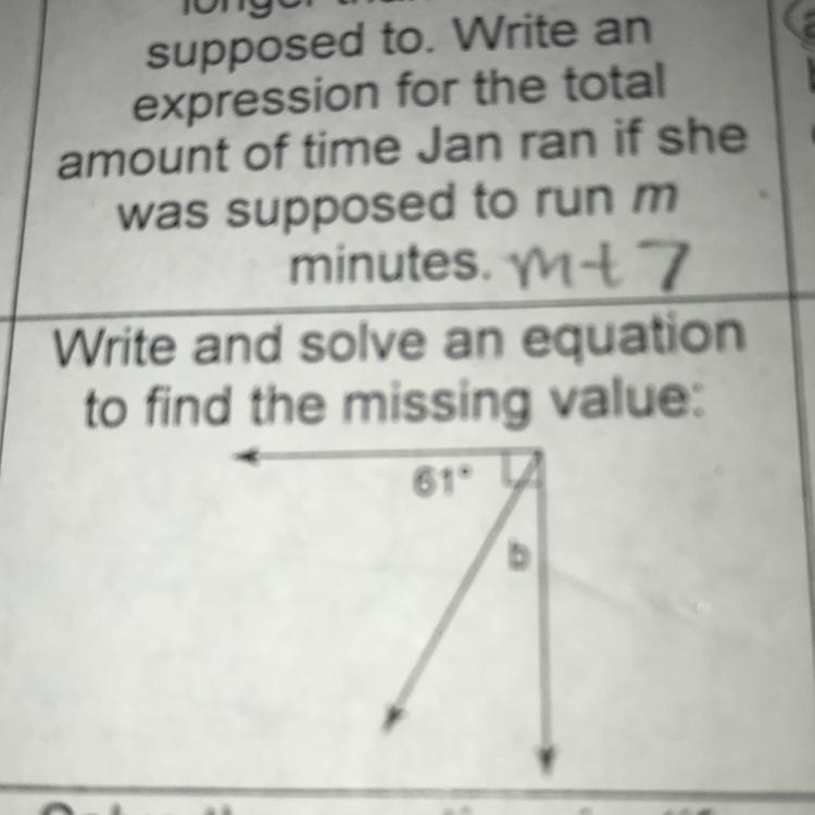 Write and solve an equation to find the missing value: 61-example-1