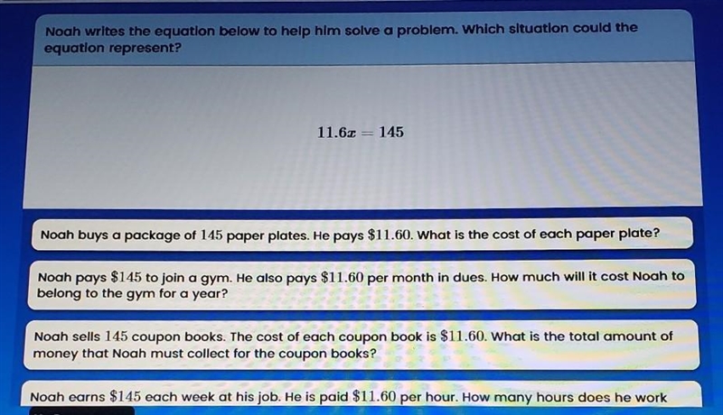 Need help ASAP).Noah writes the equation below to help him solve a problem. which-example-1