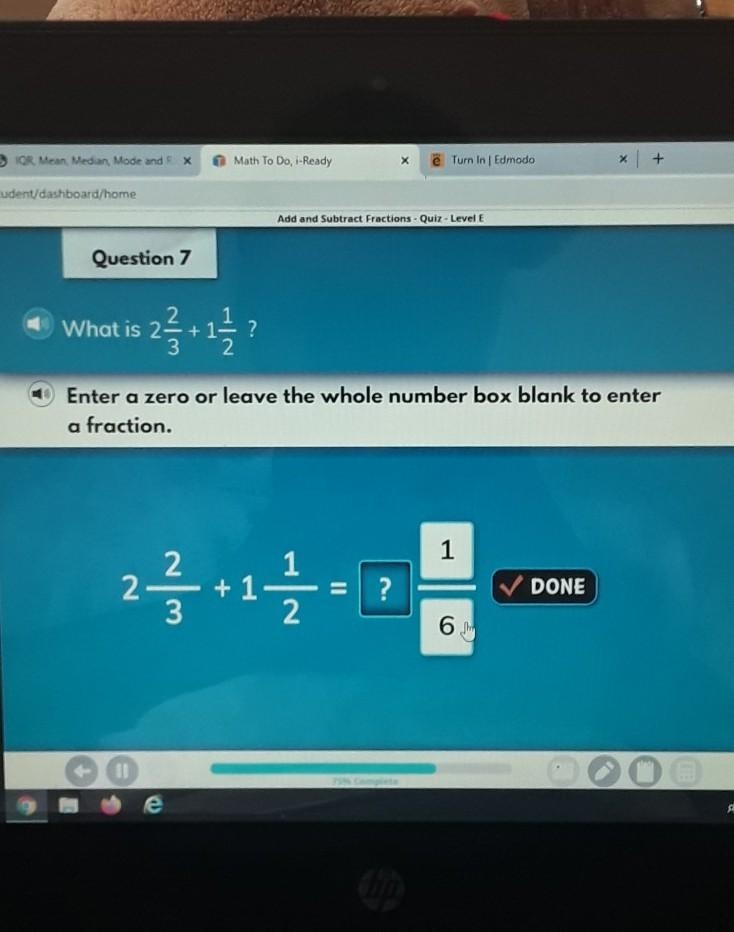 What is 2 and 2/3+ 1 and 1/2 Enter a zero or leave the whole number box blank to enter-example-1