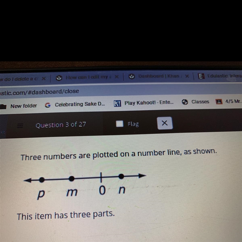 Create an expression that represents the distance on the number line between m and-example-1