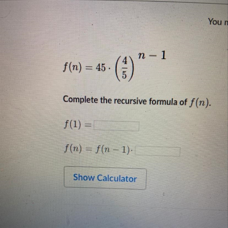 Complete the recursive formula of f(n)-example-1