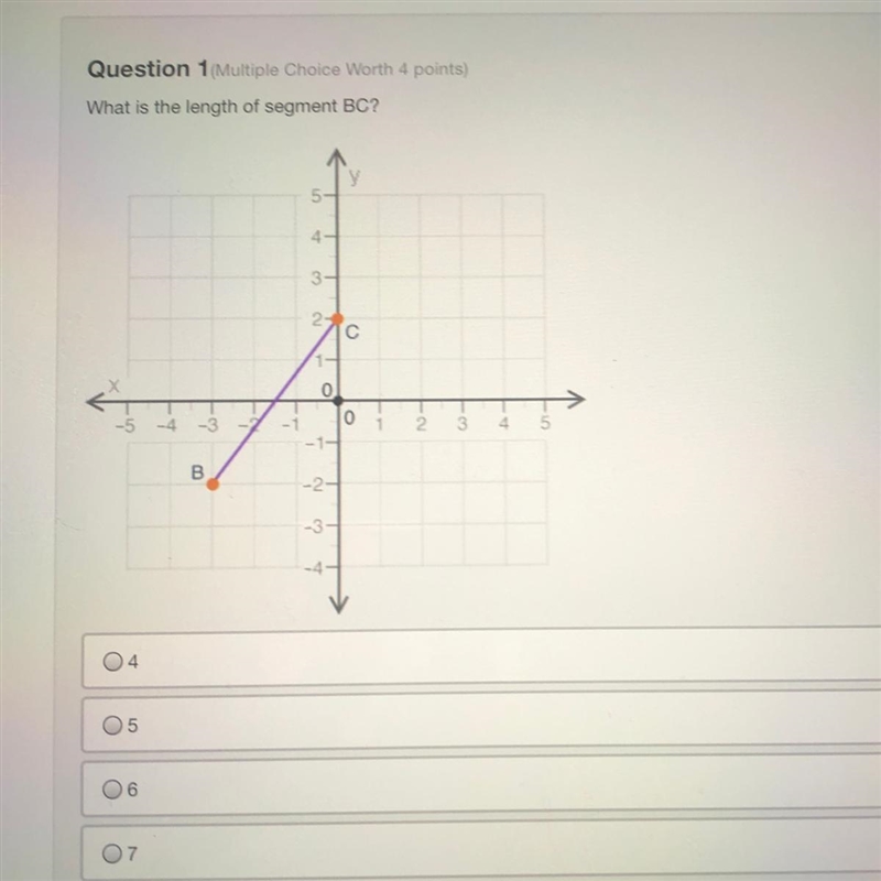 Question Multible Choice Worth 4 points) What is the length of segment BC? 4 5 6 7-example-1