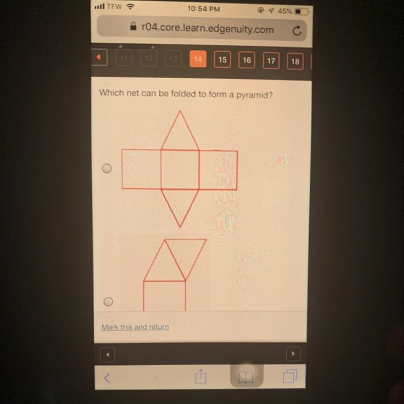 Which net can be folded to form a pyramid?-example-1