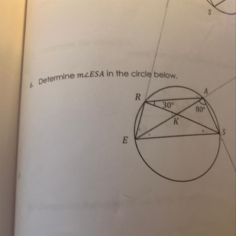 *URGENT* 40 POINTS Determine the measure of angle ESA in the circle below. Explain-example-1