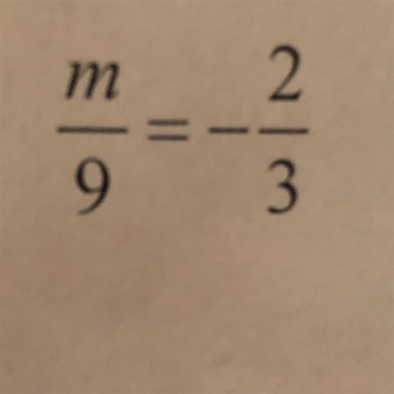 Solve: m/9=2/3 This is for 6th grade math-example-1