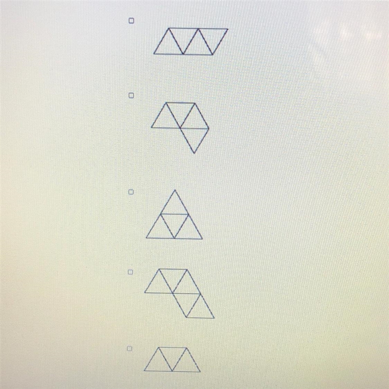 The following represents a tetrahedron. Which of the following nets could be folded-example-1