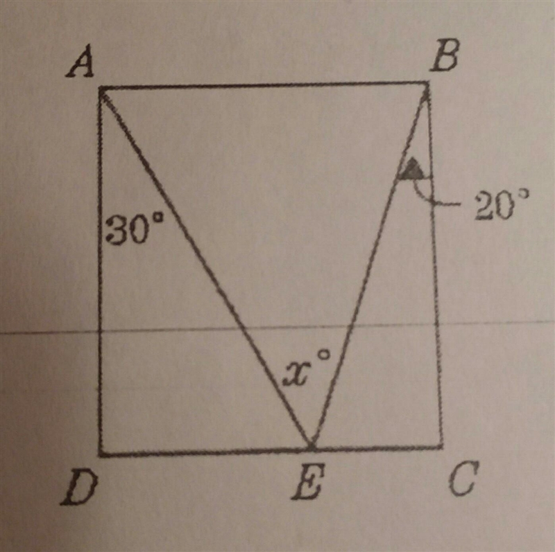 In the accompanying diagram, ABCD is a rectangle, E is a point on CD, M<DAE = 30, and-example-1