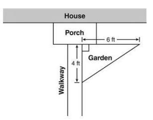 Gilbert wants to build a triangular flower garden by the front porch of his house-example-1