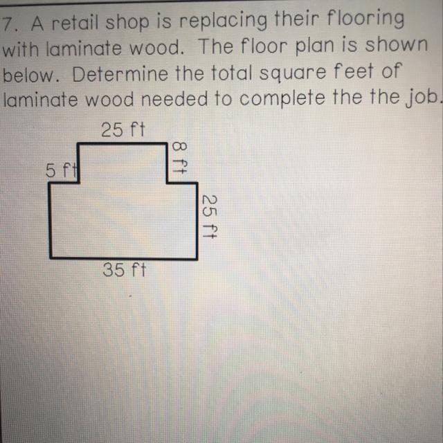 A retail shop is replacing their flooring with laminate wood. The floor plan is shown-example-1