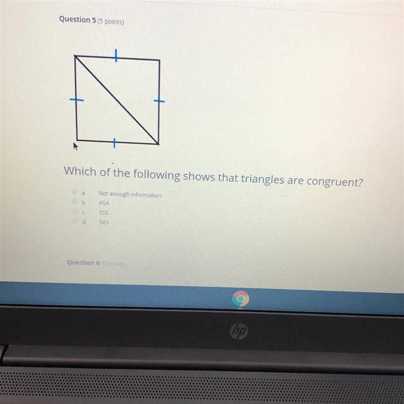 Question Which of the following shows that triangles are congruent?-example-1