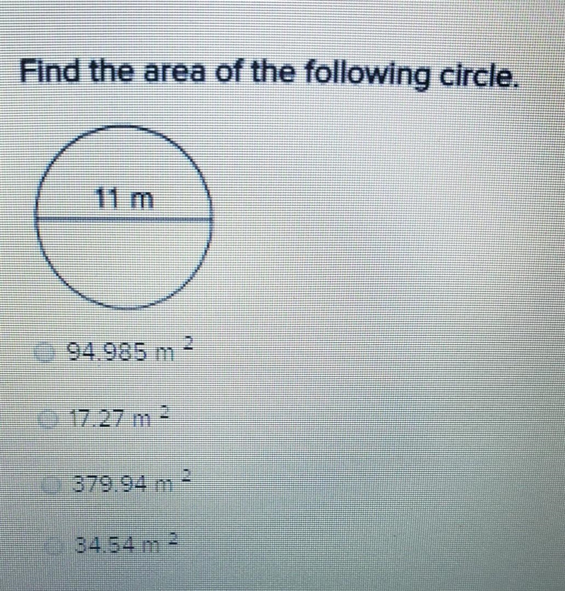 Pls help... Find the area of the following circle ​-example-1