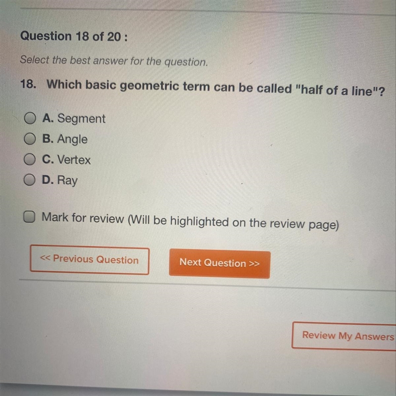 Which basic geometric term can be called half of a line-example-1