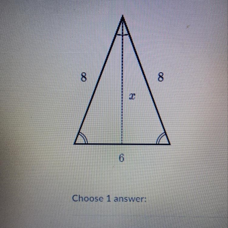 Find the values of x in the isosceles triangle-example-1