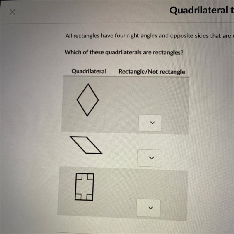 All rectangles have four right angles and opposite sides that are equal in length-example-1