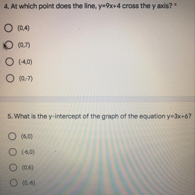 At which point does the line, y=9x+4 cross the y axis? And what is the y-intercept-example-1