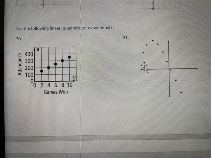 PLEASE HELP! :,) Are the following linear, quadratic, or exponential?-example-1