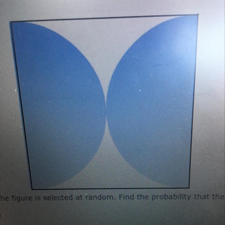 A point in the figure is selected at random. Find the probability that the point will-example-1