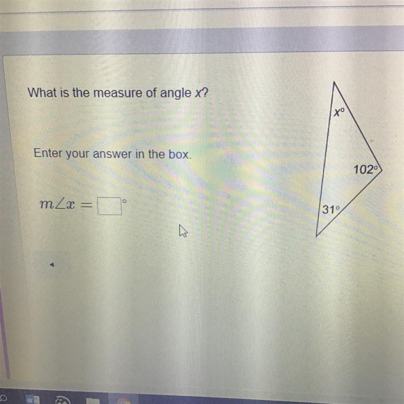 What is the measure of angle X?-example-1