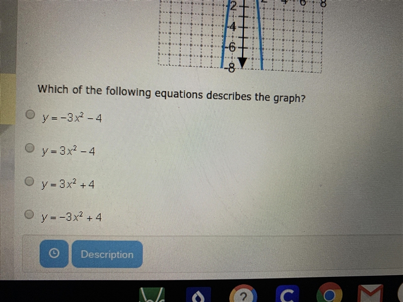 Which of the following equations describes the graph?-example-2