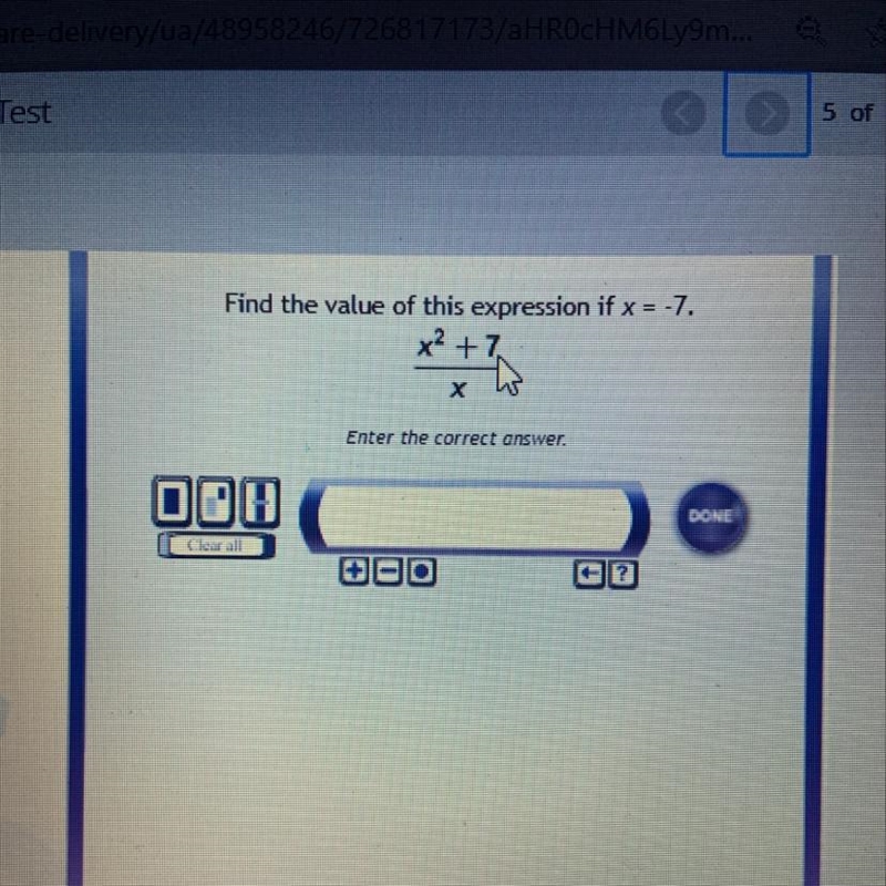 Find the value of this expression if x = -7. X^2+7/x-example-1