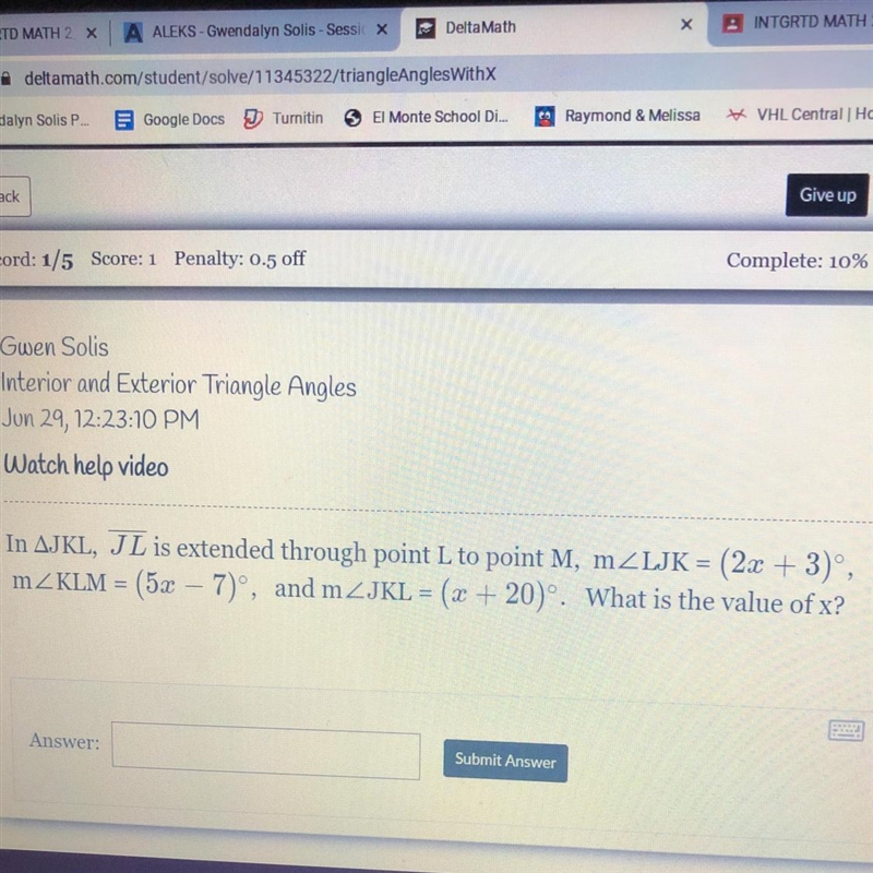 In AJKL, JL is extended through point L to point M, m m-example-1