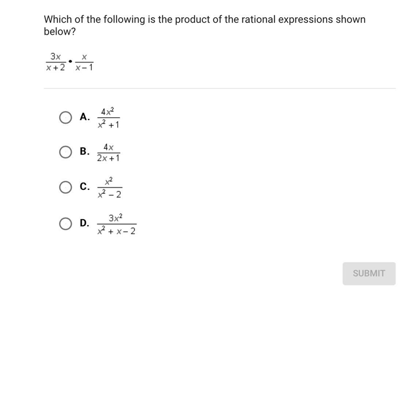 Which of the following is the product of the rational expressions shown below?-example-1