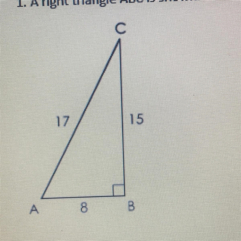 1.lA right triangle ABC is shown. What is cos A?-example-1